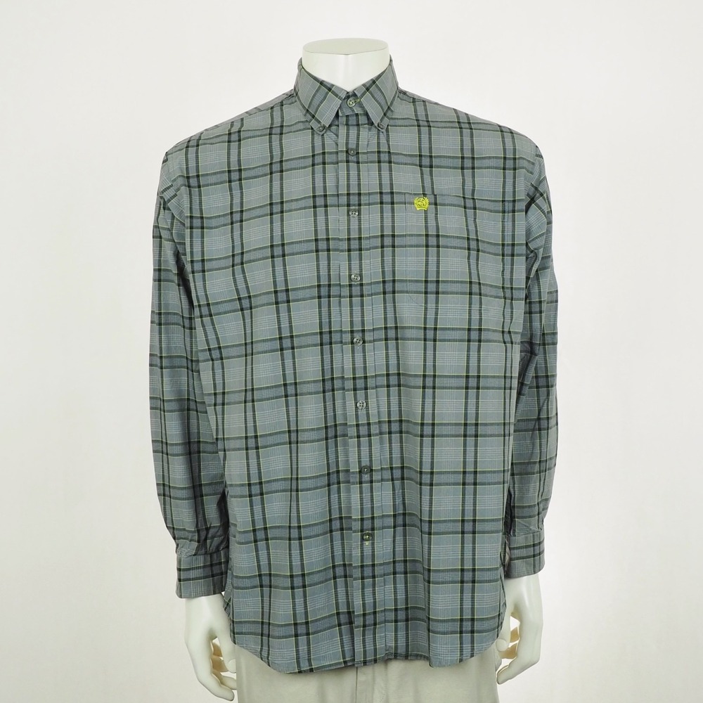 Cinch Button Down Shirt Mens Medium Gray Plaid Cotton Cowboy Western Rodeo